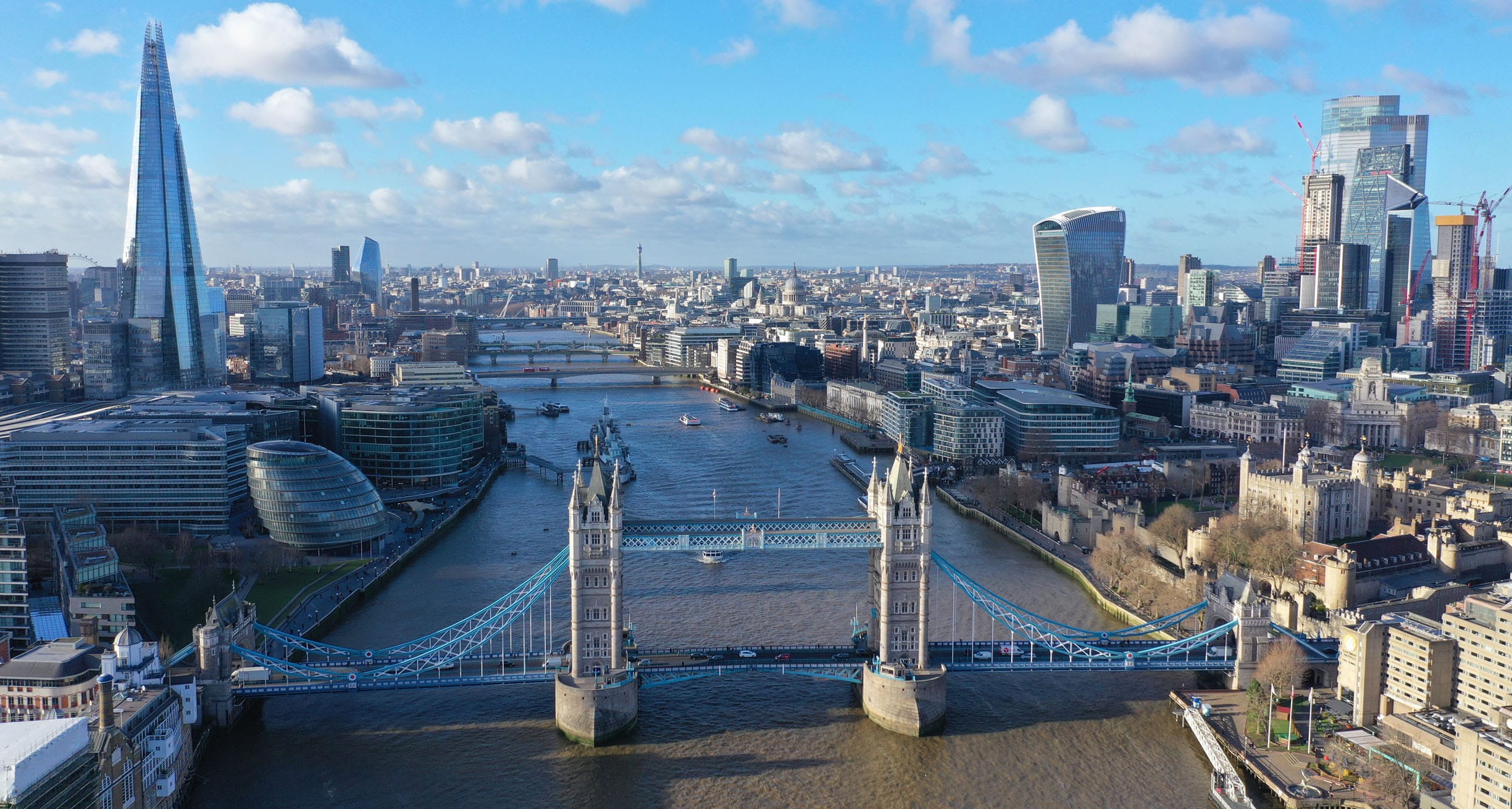 Image of a cityscape captured by a drone